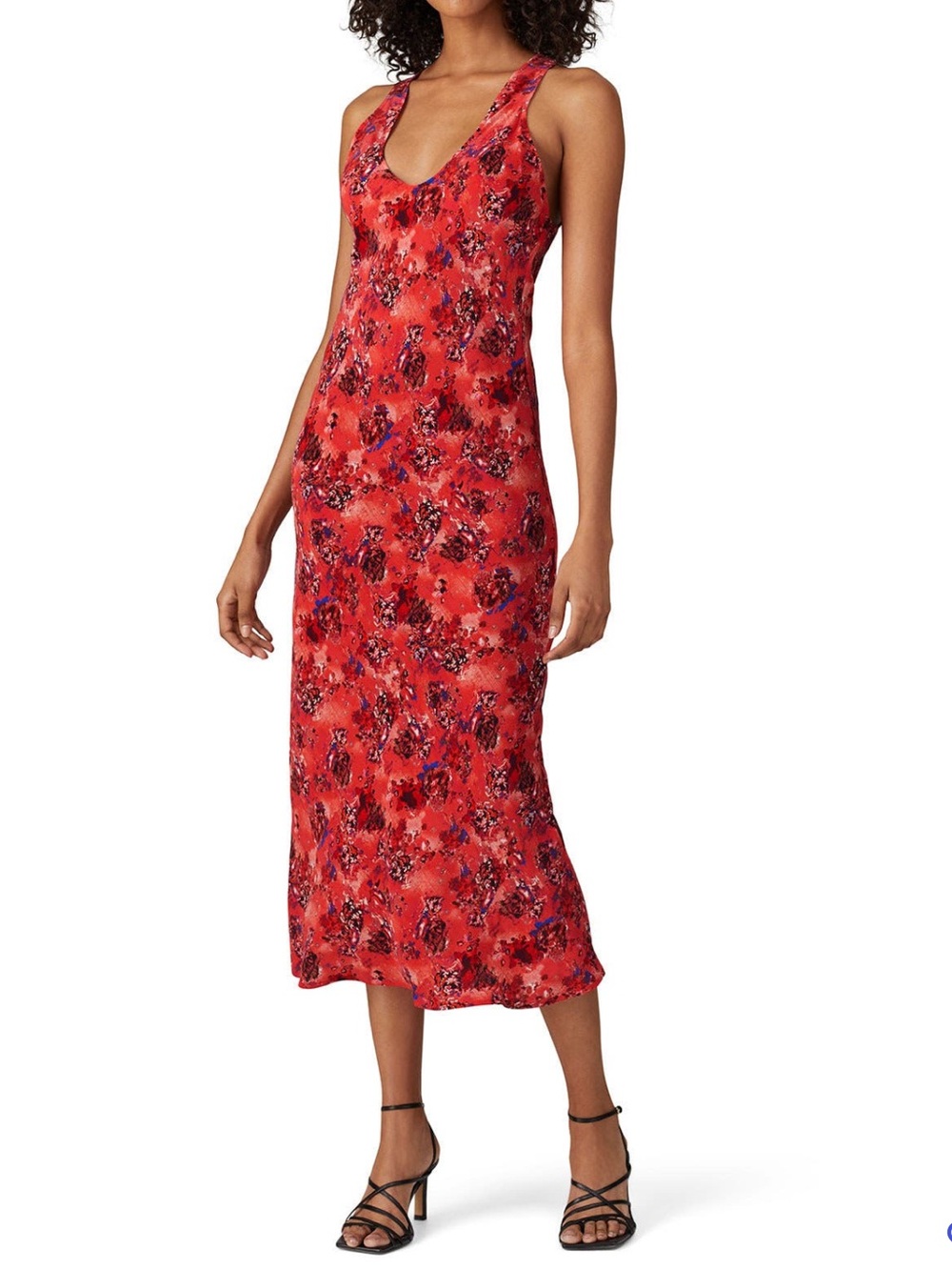 IRO Red Floral Maxi Slip Dress with Purple Details